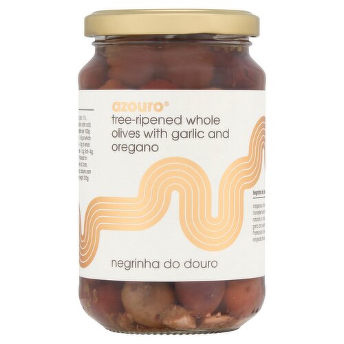 Sheridans Cheesemongers Azouro 'Negrinha do Douro' Whole Olives with Garlic and Oregano 350g