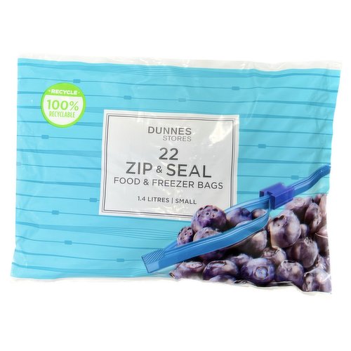 Dunnes Stores 22 Zip & Seal Food & Freezer Bags Small 1.4 Litres
