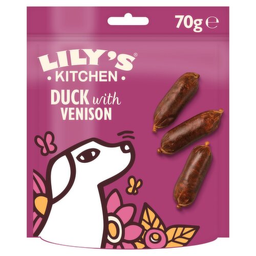 Lily's Kitchen Scrumptious Duck with Venison Sausages Dog Treats 70g