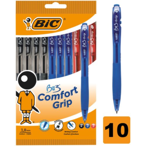 BIC BU3 Grip Ball Pens x10