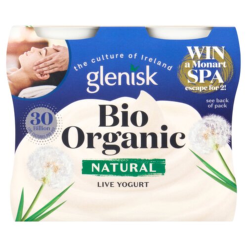 Glenisk Bio Organic Natural Live Yogurt 4 x 125g (500g)