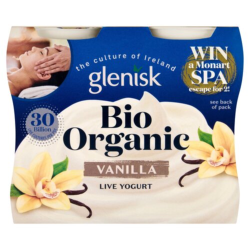 Glenisk Bio Organic Vanilla Live Yogurt 4 x 125g (500g)