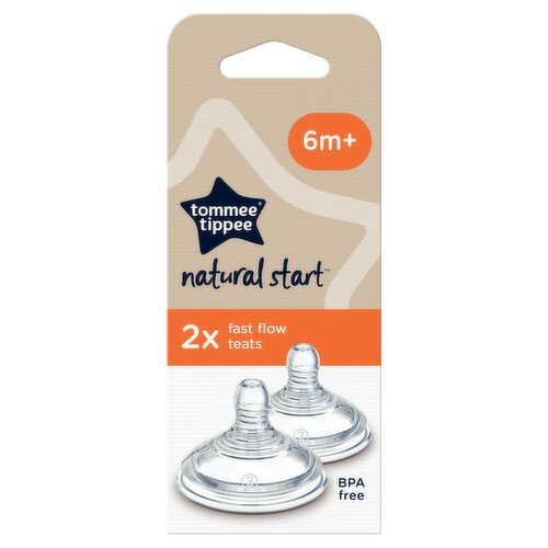 Tommee Tippee 2x Natural Start Baby Bottle Teats, Breast-like Shape, 6+ Months