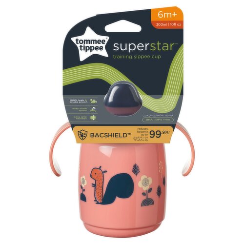Tommee Tippee 300ml Superstar Sippee Trainer Sippy Cup, Leak & Shake-Proof, 6m+