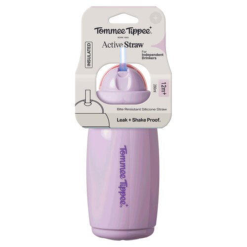 Tommee Tippee 1x Insulated Active Straw Cup, 12 Months+, Assorted Colours