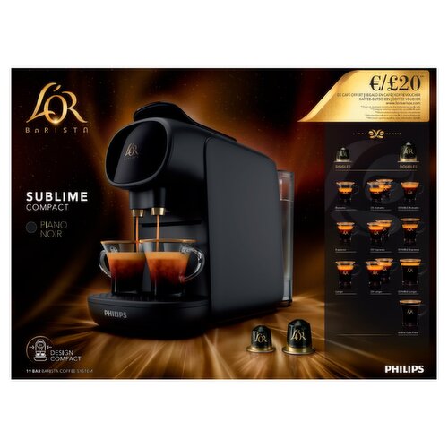 L'OR Barista Sublime Compact Piano Noir 19 Bar Barista Coffee System