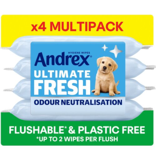 Andrex® ULTIMATE FRESH Hygiene Wipes Odour Control Moist Toilet Tissue Multipack (4 x 36 sheets)