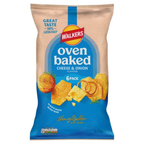 Walkers Baked Cheese & Onion Multipack Snacks Crisps 6 x 22g