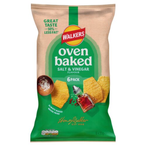 Walkers Baked Salt & Vinegar Snacks Multipack Crisps 6x22g