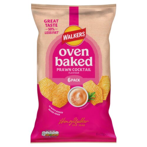 Walkers Baked Snacks Prawn Cocktail Multipack Crisps 6x22g