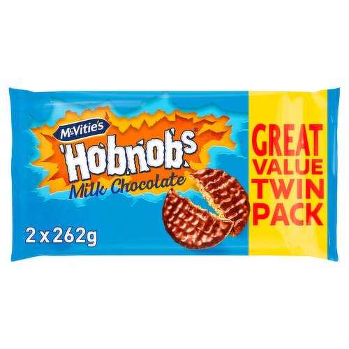 McVitie's Milk Chocolate Hobnobs Biscuits - The Oaty One Twin Pack 2 x 262g, 524g