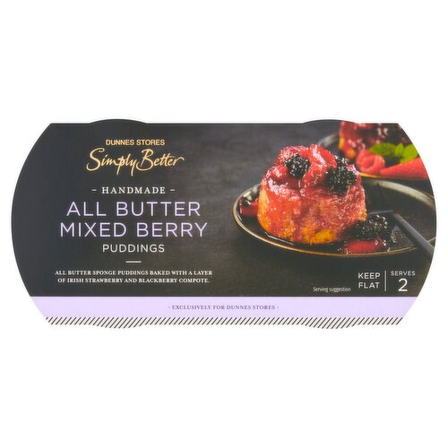 Dunnes Stores Simply Better Handmade All Butter Mixed Berry Puddings 300g (2 x 150g)