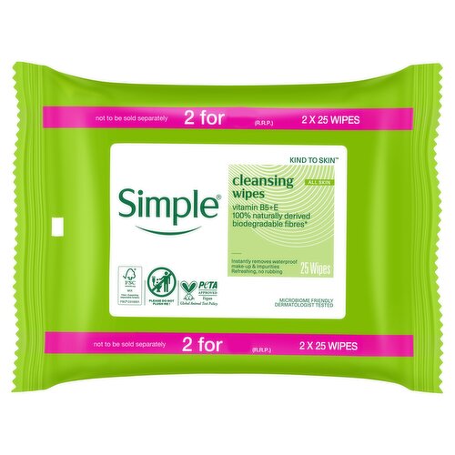 Simple All Skin Cleansing Wipes 2 x 25