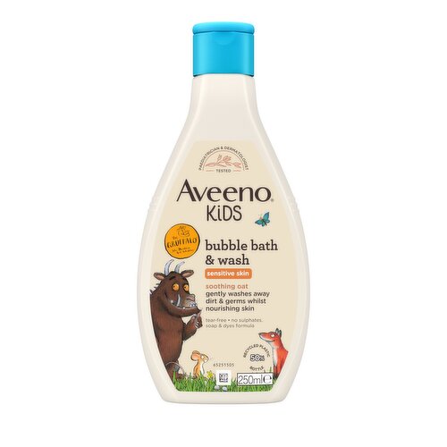 Aveeno Kids Bubble Bath & Wash with Soothing Oat Extract 250ml Gruffalo Edition
