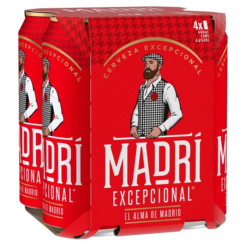 Madri Excepcional Premium Lager Beer Can 4 x 440ml