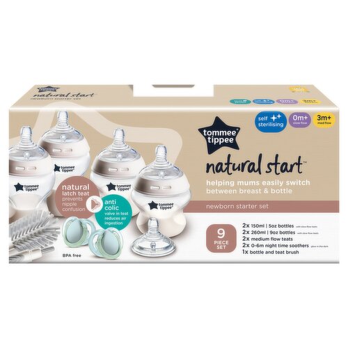 Tommee Tippee Natural Start Newborn Starter Set, Baby Bottles, Teats & Soothers