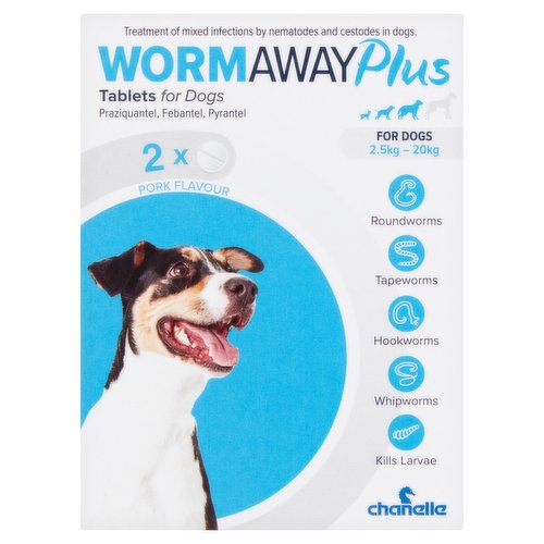 Chanelle Wormaway Plus 2 Tablets for Dogs Pork Flavour 