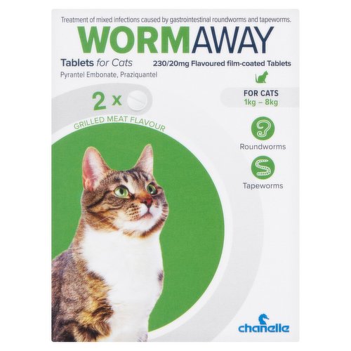 Chanelle Wormaway 2 Tablets for Cats Grilled Meat Flavour