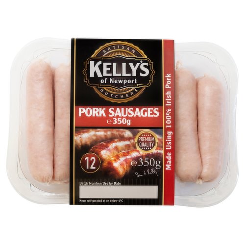 Kelly's of Newport Artisan Butchers 12 Pork Sausages 350g
