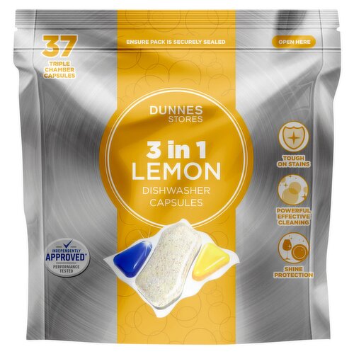 Dunnes Stores 3 in 1 Lemon Dishwasher Triple Chamber Capsules 525g