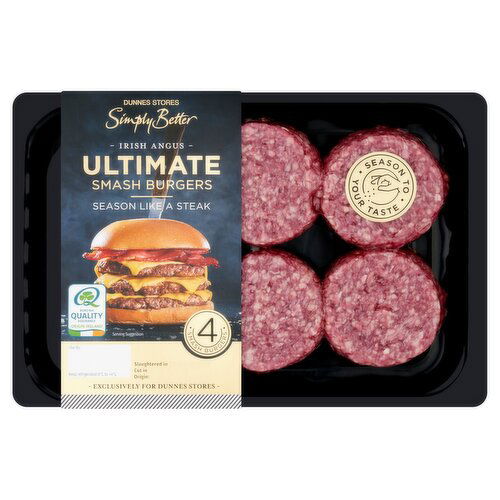 Dunnes Stores Simply Better 4 Irish Angus Ultimate Smash Burgers 400g