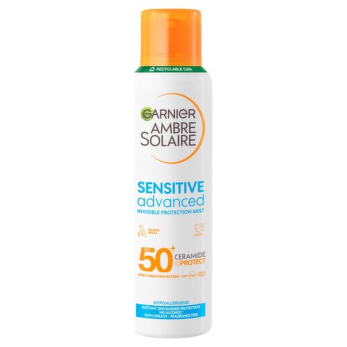 Garnier Ambre Solaire SPF 50+ Sensitive Advanced Dry Mist Sun Cream Spray 150ml