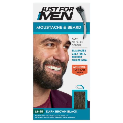 Just For Men Moustache & Beard M-45 Dark Brown Black Multiple Application Facial Haircolour Kit