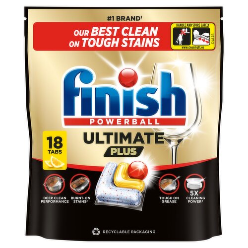 Finish Ultimate Plus All In One Dishwasher Tablets Lemon - 18 Tabs