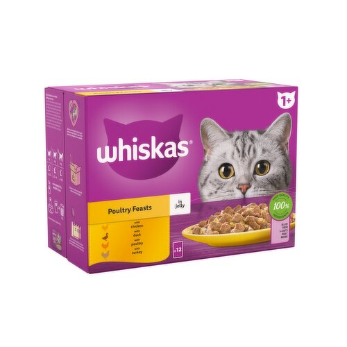 Whiskas 1+ Poultry Feasts in Jelly 12 x 85g (1.02kg)