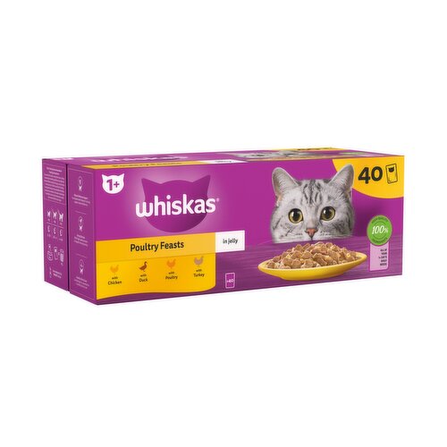 Whiskas 1+ Poultry Feasts in Jelly 40 x 85g (3.40kg)