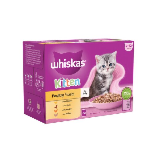 Whiskas Kitten Poultry Feasts in Jelly 12 x 85g (1.02kg)