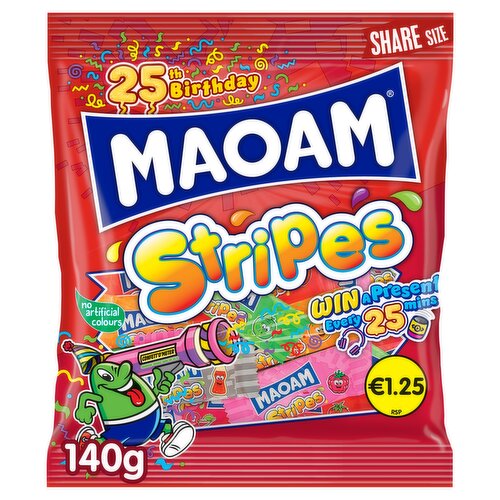 MAOAM Stripes Fruit & Cola Flavour Chewy Sweets Sharing Bag 140g