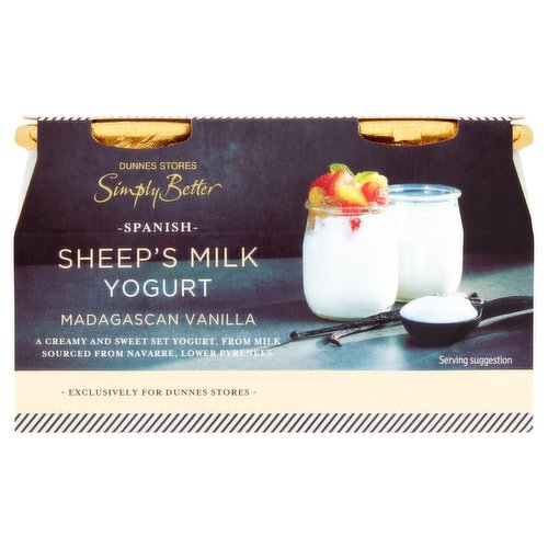 Dunnes Stores Simply Better Spanish Sheep's Milk Yogurt Madagascan Vanilla 2 x 115g (230g)