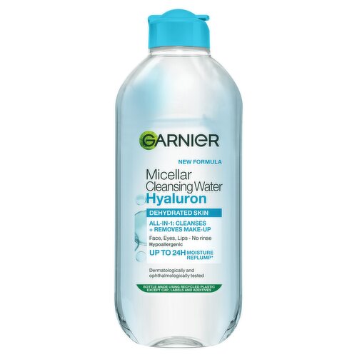Garnier Micellar Cleansing Water Hyaluron For Dehydrated Skin 400ml, Cleanse & Replump
