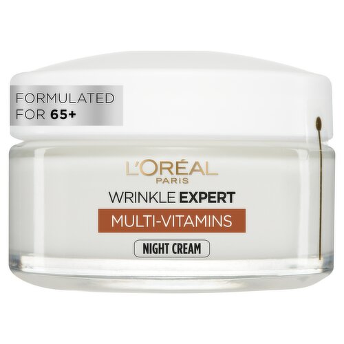 L'Oreal Paris Wrinkle Expert Night Cream, Specifically formulated for women 65+, 50ml