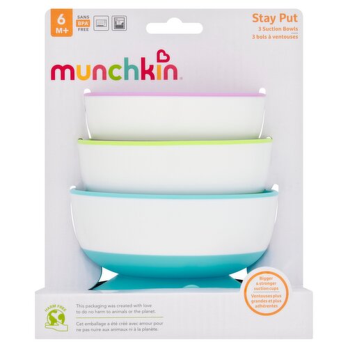 Munchkin 3 Stay Put Suction Bowls 6m+