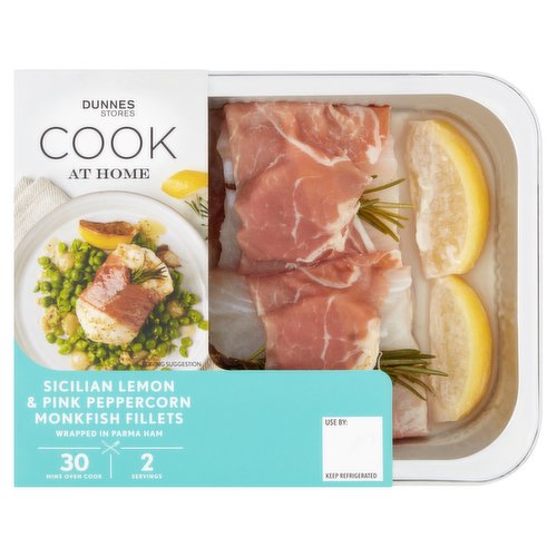 Dunnes Stores Cook at Home Sicilian Lemon & Pink Peppercorn Monkfish Fillets 290g