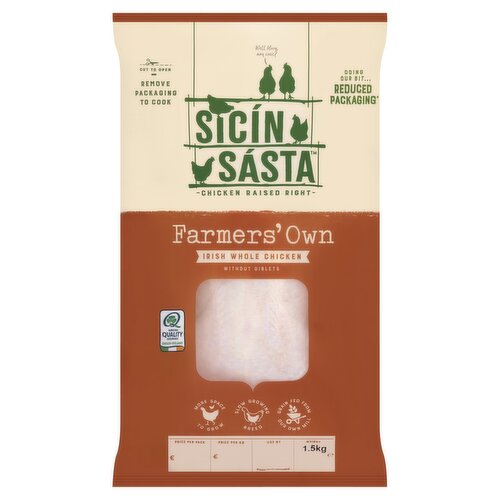 Sicín Sásta Farmers' Own Irish Whole Chicken without Giblets 1.5kg