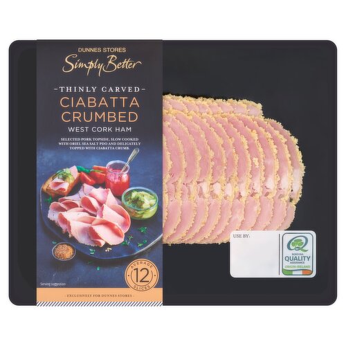 Dunnes Stores Simply Better Thinly Carved Ciabatta Crumbed West Cork Ham 140g