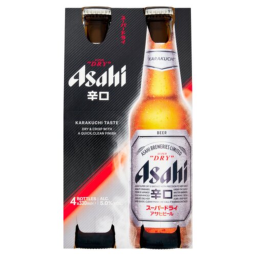Asahi Super Dry Beer Lager Bottles 4x330ml