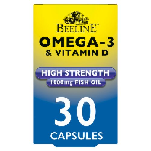 Beeline Omega-3 & Vitamin D High Strength 1000mg Fish Oil One A Day 30 Capsules