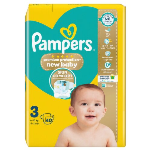 Pampers Premium Protection New Baby Size 3, 40 Nappies, 6kg-10kg
