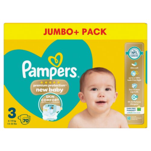 Pampers Premium Protection New Baby Size 3, 70 Nappies, 6kg-10kg
