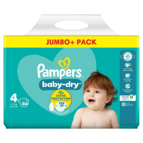 Pampers Baby-Dry Size 4, 84 Nappies