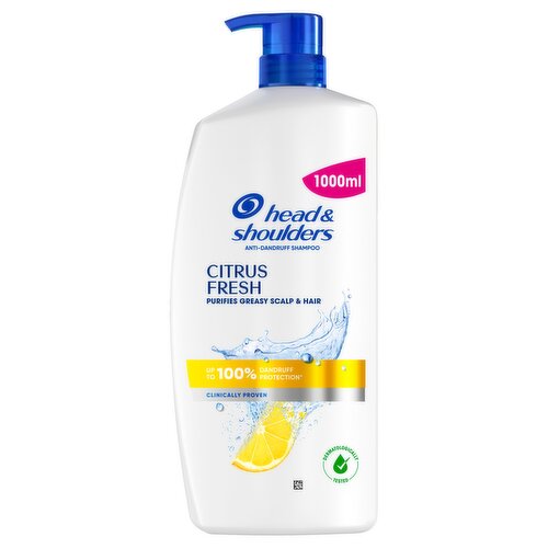 Head & Shoulders Citrus Fresh Anti-Dandruff Shampoo, Up To 100% Dandruff Protection,1000ml
