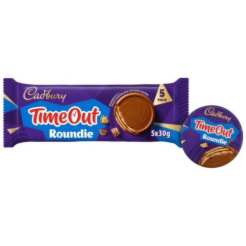 Cadbury Timeout Roundie 150g Milk Chocolate Wafer Biscuit Bars Multipack (5x 30g bars) 150 g