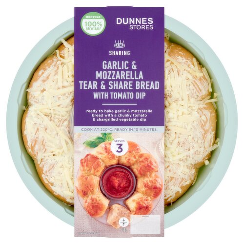 Dunnes Stores Garlic & Mozzarella Tear & Share Bread with Tomato Dip 450g