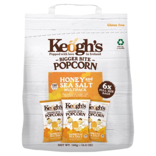 Keogh's 6 Bigger Bite Popcorn Honey and Sea Salt 198g