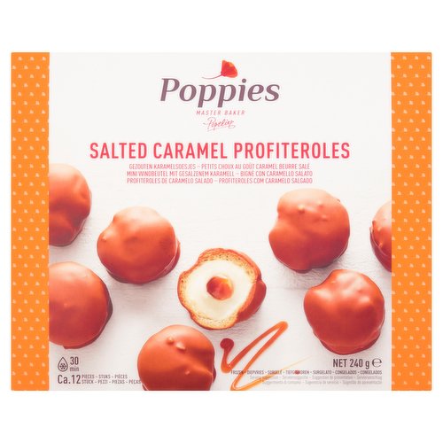 Poppies 12 Salted Caramel Profiteroles 240g