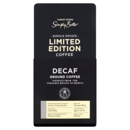 Dunnes Stores Simply Better Single Estate Limited Edition Coffee Decaf Ground Coffee 200g
